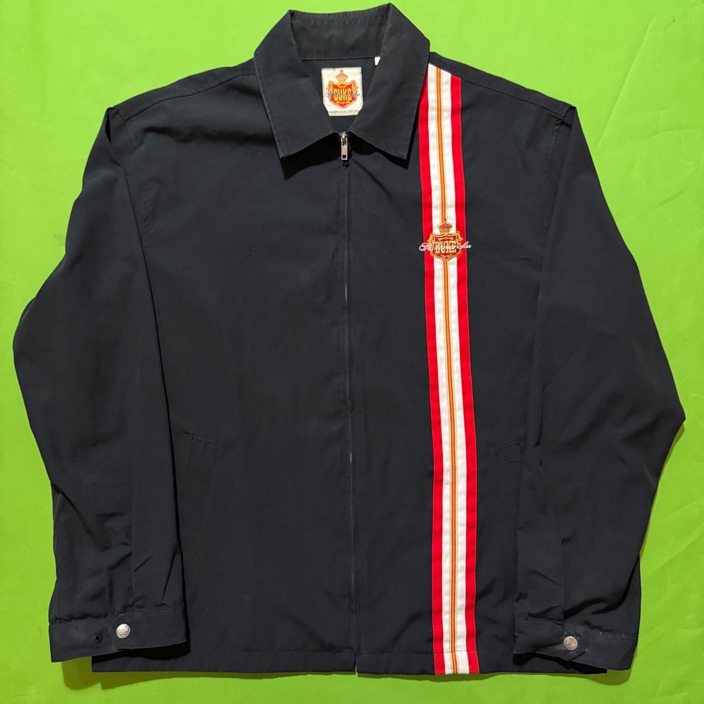 60s/70s VTG Duke Kahanamoku Hawaiian Surf Racing Stripe Zip Jacket Black Large